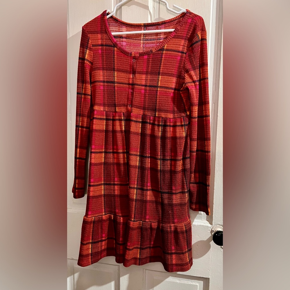 SO Striped/Plaid  Tunic Dress Size Large Pullover